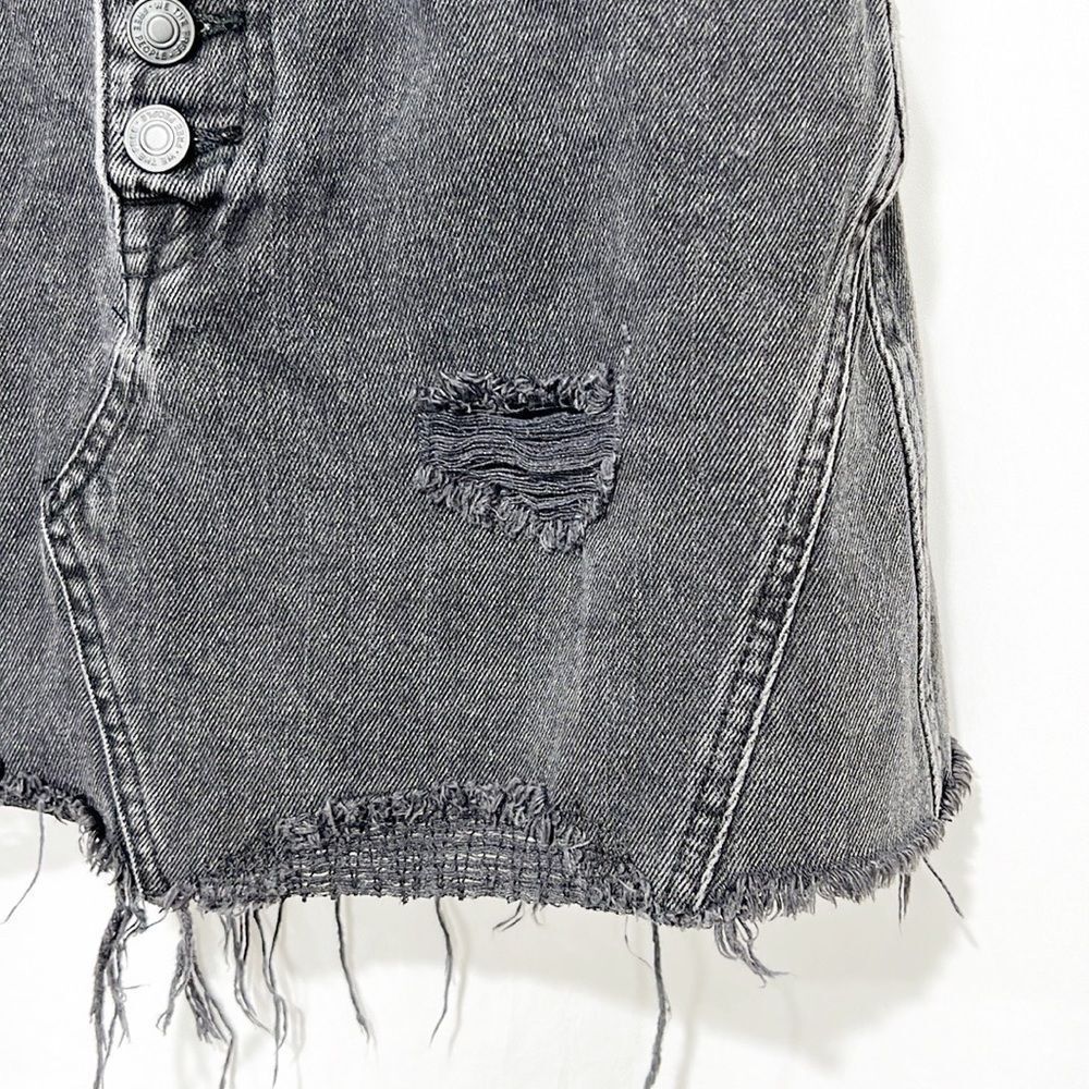We The Free A-Line Washed Black Button Fly Distressed Denim Skirt OB792191 25 - Picture 12 of 14